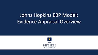 John Hopkins EBP Model Evidence Appraisal [upl. by Zanlog]