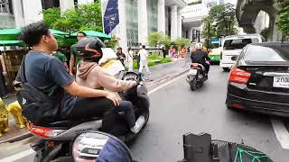 🇹🇭Riding a motorcycle in Bangkok Rama 1 Road Ratchaprasong Intersection and Silom Road [upl. by Retep]