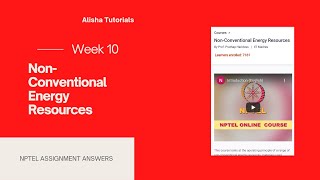 NonConventional Energy Resources Nptel Week 10 Assignment 10 answers solution [upl. by Cire]