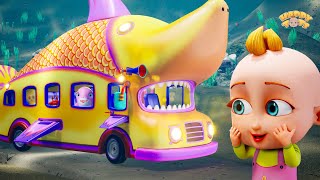 Wheels On The Shark Bus  The Bus Song  Nursery Rhymes For Kids  Happy Tots [upl. by Lichter205]