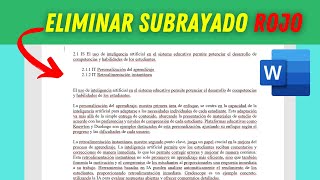 Como Quitar el SUBRAYADO ROJO en WORD  Fácil y Rápido [upl. by Artimed]