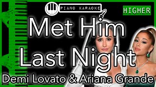 Met Him Last Night HIGHER 3  Demi Lovato amp Ariana Grande  Piano Karaoke Instrumental [upl. by Anaira455]