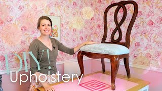 How To Reupholster a Dining Chair  Detailed Tutorial [upl. by Kalil]