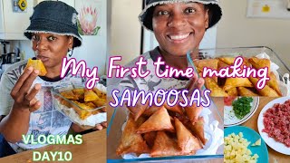 My first time making samoosas  Vlogmas Day 10 cooking lifestyle christmas [upl. by Rilda]