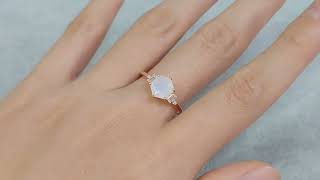 Milky Blue Moonstone Hexagon Rose Gold Plated Sterling Silver 925 Ring [upl. by Anetsirhc309]