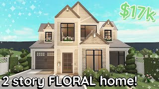 17k Floral Soft Bloxburg House Build 2 Story Exterior Tutorial [upl. by Dina]