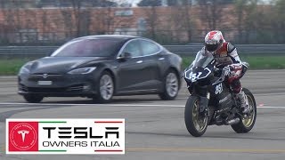 Tesla vs Tuned GTR R35 vs Ducati 1199 Panigale  Drag Racing Accelerations on Airstrip [upl. by Godfree]