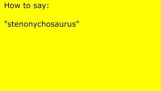 How to pronounce stenonychosaurus [upl. by Valenta625]