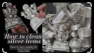 silver cleaning tips వెండి వస్తువులు  ఇలా క్లీన్ చేస్తే కొత్తగా మెరుస్తాయ్ at home [upl. by Ellerud]