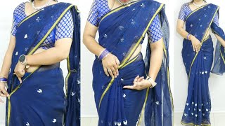 Perfect Cotton Silk saree draping Tutorial  How to wear silk saree with perfect pleats [upl. by Idham180]