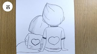 Cute couple fall pencil art  boy and and couple drawing  easy drawings ​⁠TaposhiartsAcademy [upl. by Adnovahs]