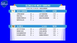 SACA Premier Cricket  Kookaburra Womens 1st Grade  Round 8  Glenelg v West Torrens [upl. by Mini]