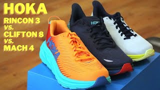 Hoka Rincon 3 Clifton 8 amp Mach 4 COMPARISON  2021 [upl. by Bannister904]