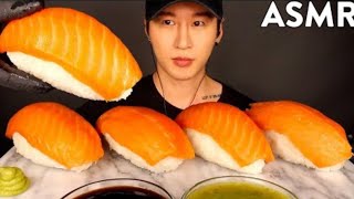 Zach Choi ASMR salmon sushi sashimi mukbang bites only [upl. by Ilah]