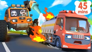 Fire Truck Saving Tanker Truck🔥 Monster Truck  Car Cartoon  Kids Song  BabyBus [upl. by Sukul157]