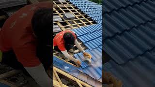 Construction process of blue glazed tile roof [upl. by Julee620]