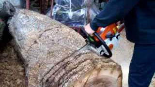 Stihl MS250 Startup and cuts [upl. by Duvall460]