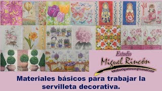 Materiales Básicos para Decoupage con servilleta decorativa Servilleta Alemana con Miguel Rincón [upl. by Ytsur]