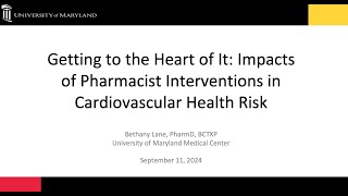 Getting to the Heart of It Impacts of Pharmacist Interventions in Cardiovascular Health [upl. by Luby277]