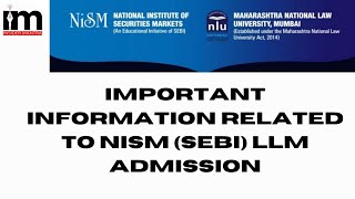 Important information related to NISM SEBI LLM Admission 2024 insidermantra [upl. by Asirb]