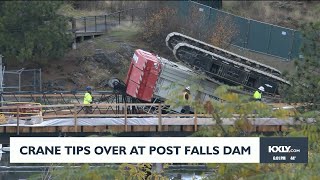 Crane tips over at Post Falls Dam [upl. by Sarid]