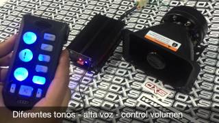 Sirena Parlante 12V 200W Control alta voz diferentes sonidos [upl. by Amahcen]