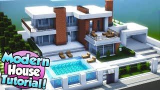 Minecraft How to Build a Large Modern House Tutorial 15 [upl. by Lamdin]