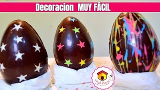 Huevos de pascua FÁCILES decoración en chocolate SIN glasé [upl. by Itnuahsa]