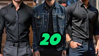 20 combinaciones con CAMISA color NEGRO 20 prendas con las que combina muy bien para hombre [upl. by Adierf]