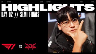 T1 vs JDG  FULL DAY HIGHLIGHTS  Semifinals Day 2  Worlds 2023 [upl. by Ahsekan742]