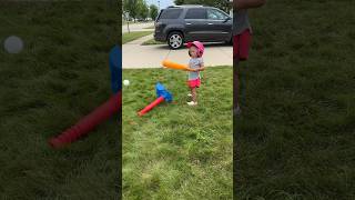 Home Run ⚾️🥎 shorts baseball siblings  Bat Flip 🤣🤣 [upl. by Konyn]