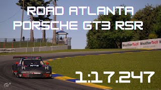 Road Atlanta Gt7 Porsche GT3 RSR Hot Lap [upl. by Ardle]