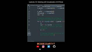 Leetcode 30 Substring with Concatenation of All Words in Python  Python Leetcode  Python Tutorial [upl. by Nekial]