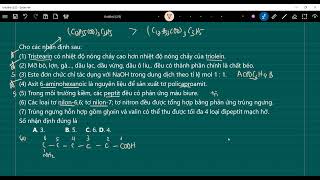Cho các nhận định sau 1 Tristearin có nhiệt độ nóng chảy cao hơn nhiệt độ nóng chảy của triolein [upl. by Williamson362]