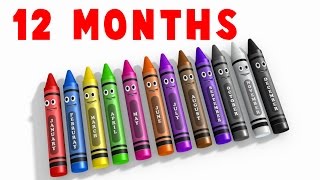 Calendar Crayons Teach Months of the Year  Learn Videos for Children [upl. by Dever631]