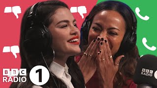 Selena Gomez amp Zoe Saldana talk tea using the bathroom and subtitles on Unpopular Opinion [upl. by Annohsat]