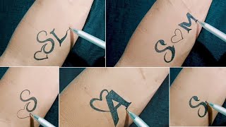 three latest 😍 letter tattoo designs  Amazing 😍 designs with letter ASL SM  couple letter tattoo [upl. by Lerak]