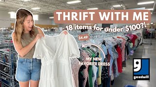 Thrifting on a 100 Budget  Thrift With Me  Thrift Haul Try On [upl. by Laemaj455]