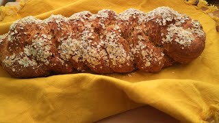 TRECCIA DI PANE CON FIOCCHI DI AVENA SENZA LIEVITO DI BIRRA E LIEVITO NATURALE [upl. by Elinad]