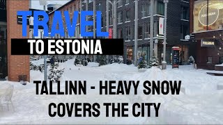 Travel to Estonia  Tallinn  4K  Heavy snow covers the city  2022 [upl. by Leila601]