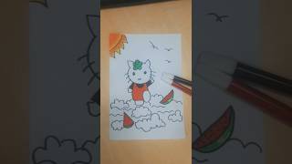 HOW TO DRAW HELLO KITTY EASY  DIY RAINBOW HELLO KITTY sketch ytshorts short diy creative art [upl. by Flavia]