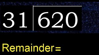 Divide 620 by 31  remainder  Division with 2 Digit Divisors  How to do [upl. by Peterus42]