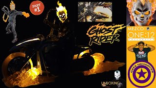 Mezco One 12 Collective Ghost Rider Hell Cycle Review Pt 1 Unboxing Battery Install LightSound Demo [upl. by Okiron]