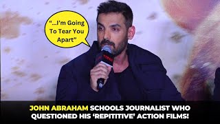 John Abraham Threatens Journalist “…I’m Going To Tear You Apart” amp Calls Him ‘Idiot’ At Vedaa Trail [upl. by Nalniuq]