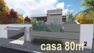 CASA DE 80m²  Maquete 3D [upl. by Davita]