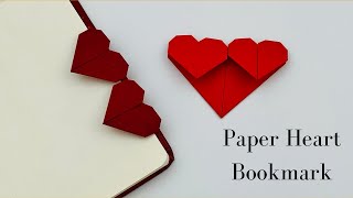 DIY Paper HEART Bookmark Paper Crafts For School  Origami Bookmark  Paper Craft  origami heart [upl. by Halludba205]