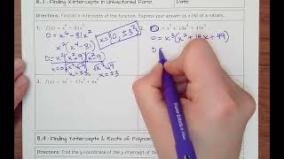 83 Finding XIntercepts in Unfactored Form [upl. by Tfat]