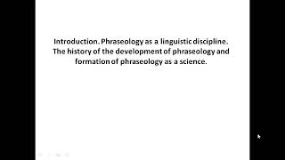 Phraseology as a linguistic discipline [upl. by Zetrom]