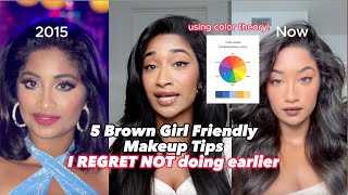 5 Brown Girl Friendly Makeup Tips YOU WILL REGRET NOT doing earlier‼️Using color theory 🎨 [upl. by Cicenia]