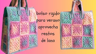 como tejer a crochet bolso granny verano rigido [upl. by Adila69]